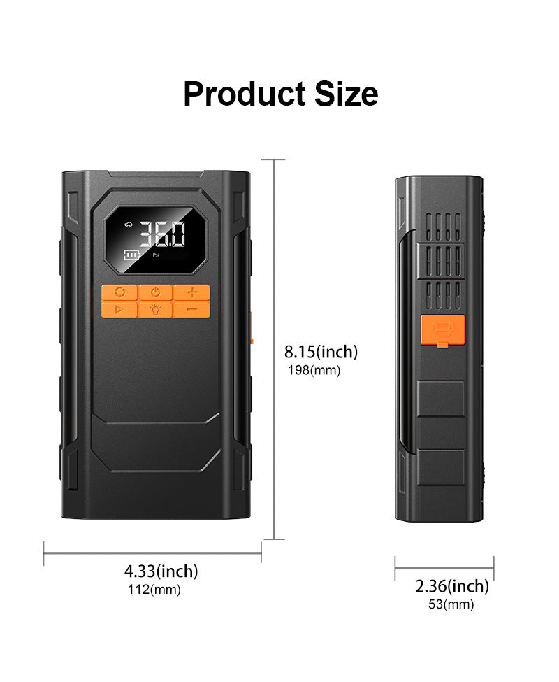 Arrancador Portátil 4 en 1 | Arranque, Compresor, Luz LED y Power Bank