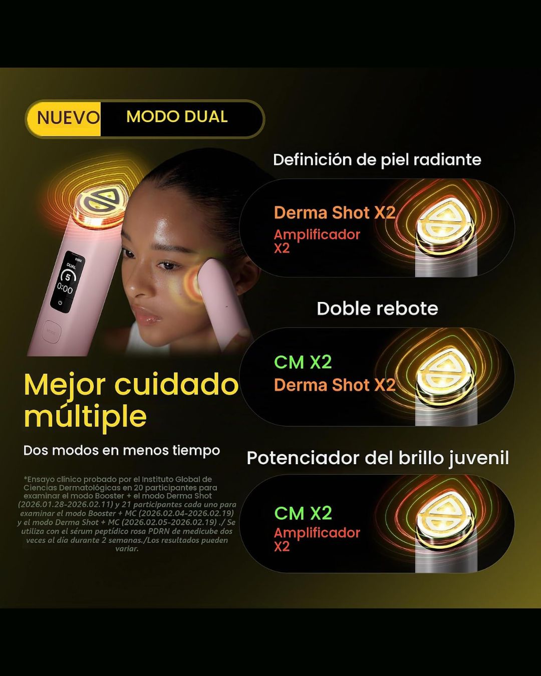 Masajeador Facial LED 8 en 1 Recargable | Rutina de Cuidado Tipo Spa en Casa