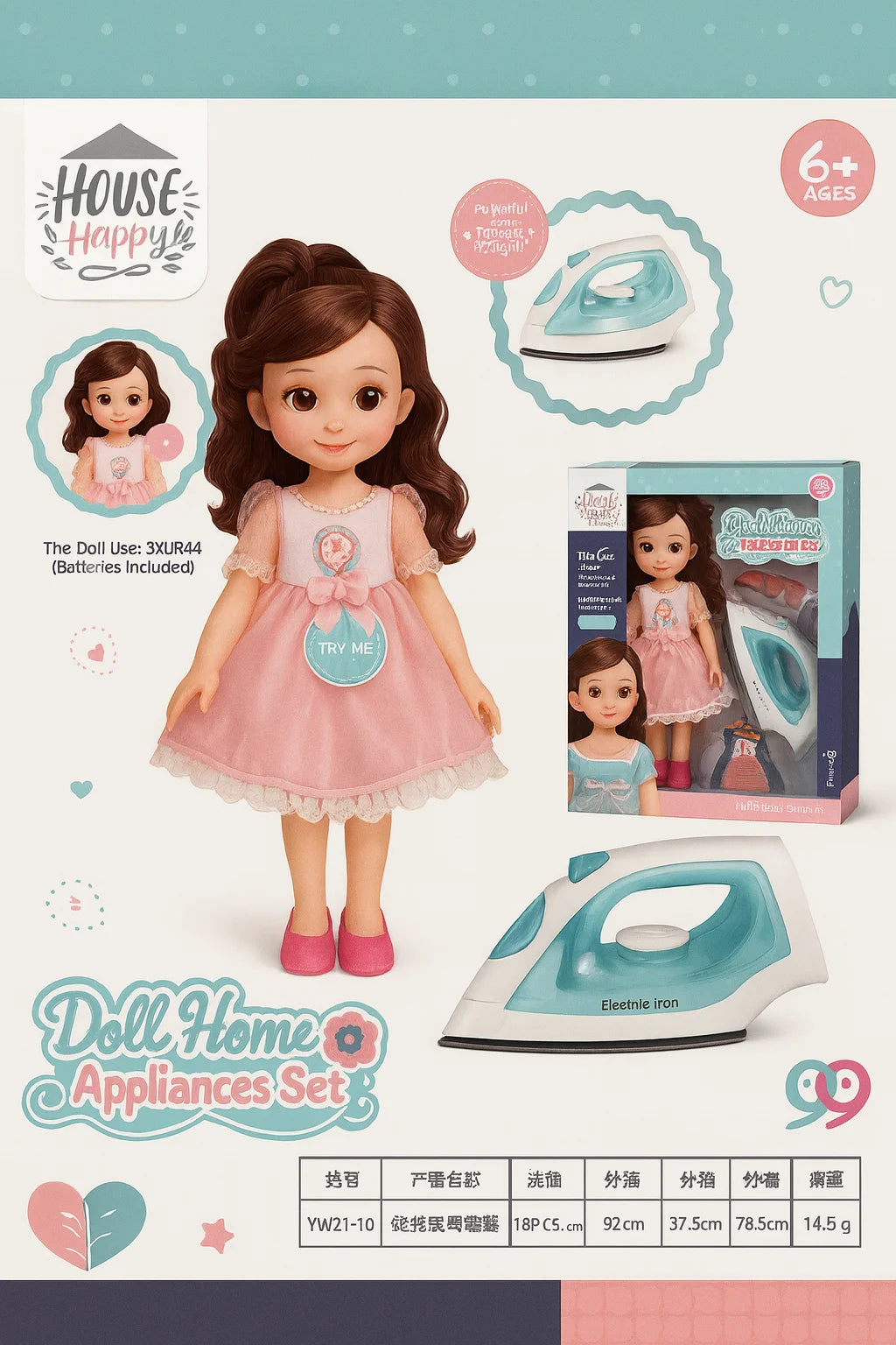 Muñeca con plancha para niñas