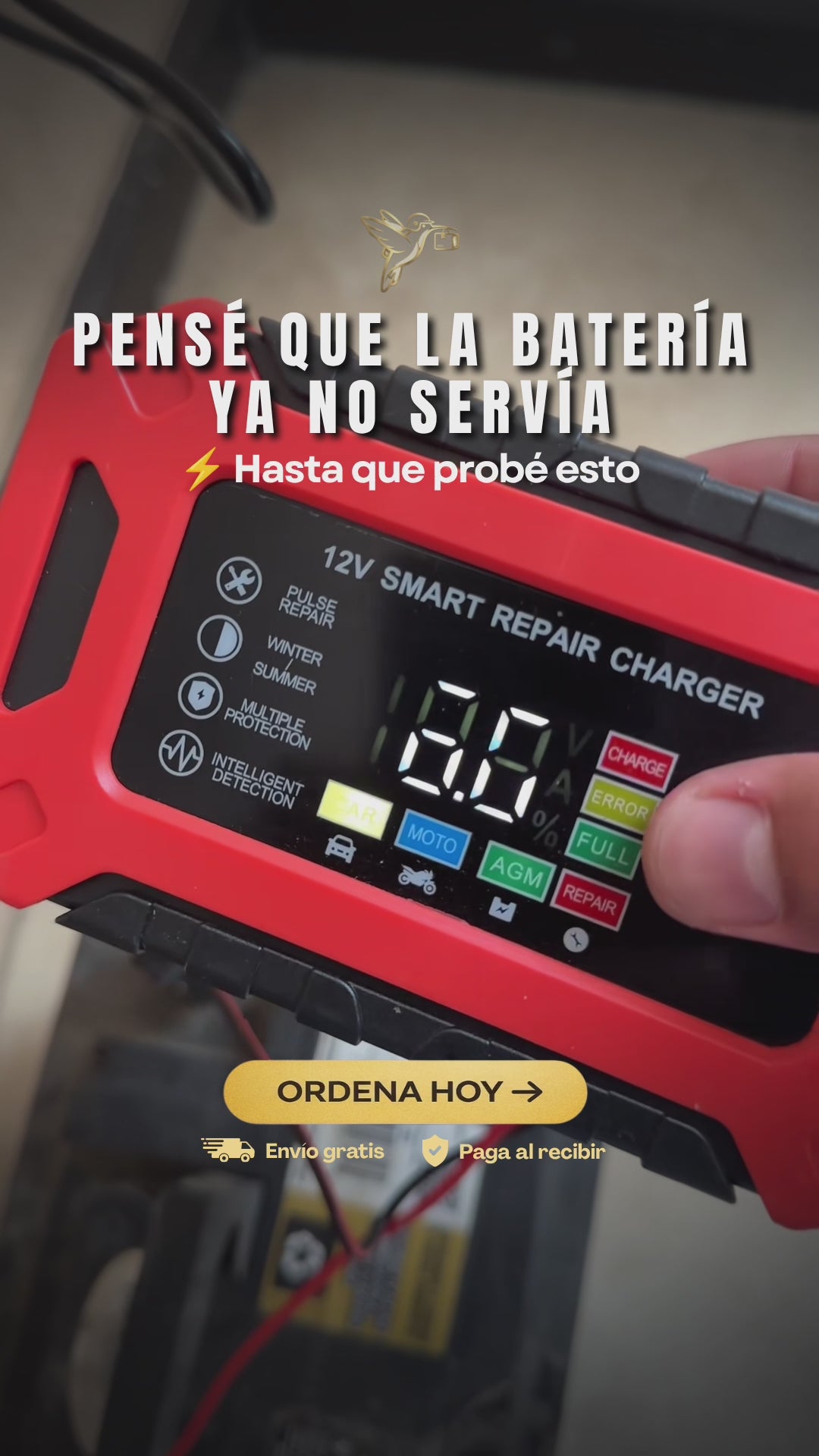 Cargador de Baterías 12V con Pantalla LCD | Carga Segura y Automática